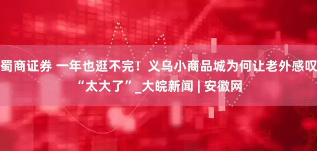 蜀商证券 一年也逛不完！义乌小商品城为何让老外感叹“太大了”_大皖新闻 | 安徽网