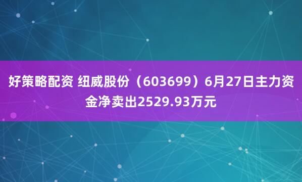 好策略配资 纽威股份（603699）6月27日主力资金净卖出2529.93万元